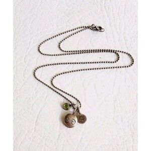 Jane Diaz Sterling Silver 925 Om Symbol Green Charms Beaded Necklace